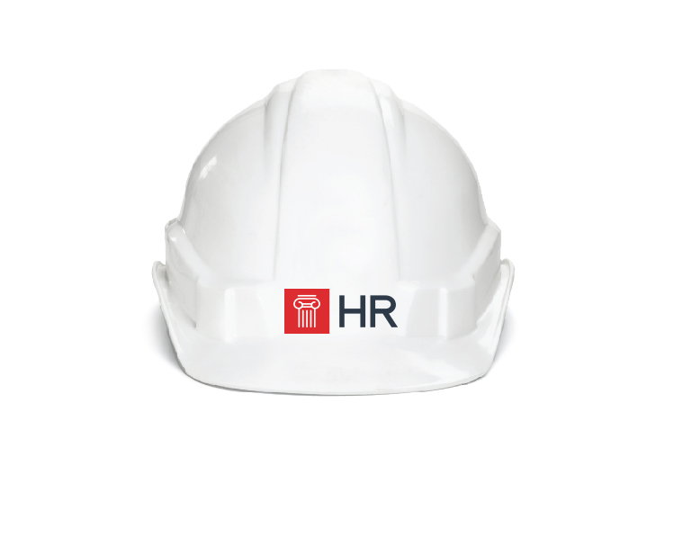 Hardhat with HR Logo on it