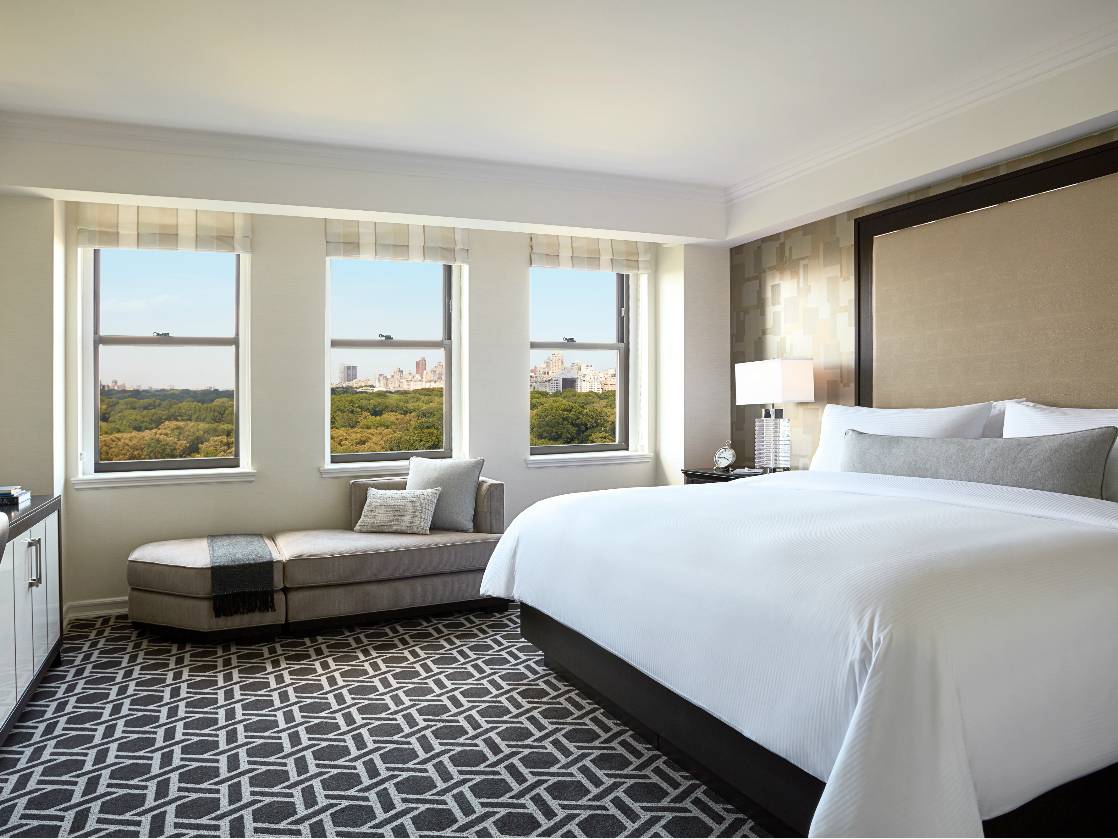 JW Marriott Essex House New York Central Park king bed guestroom