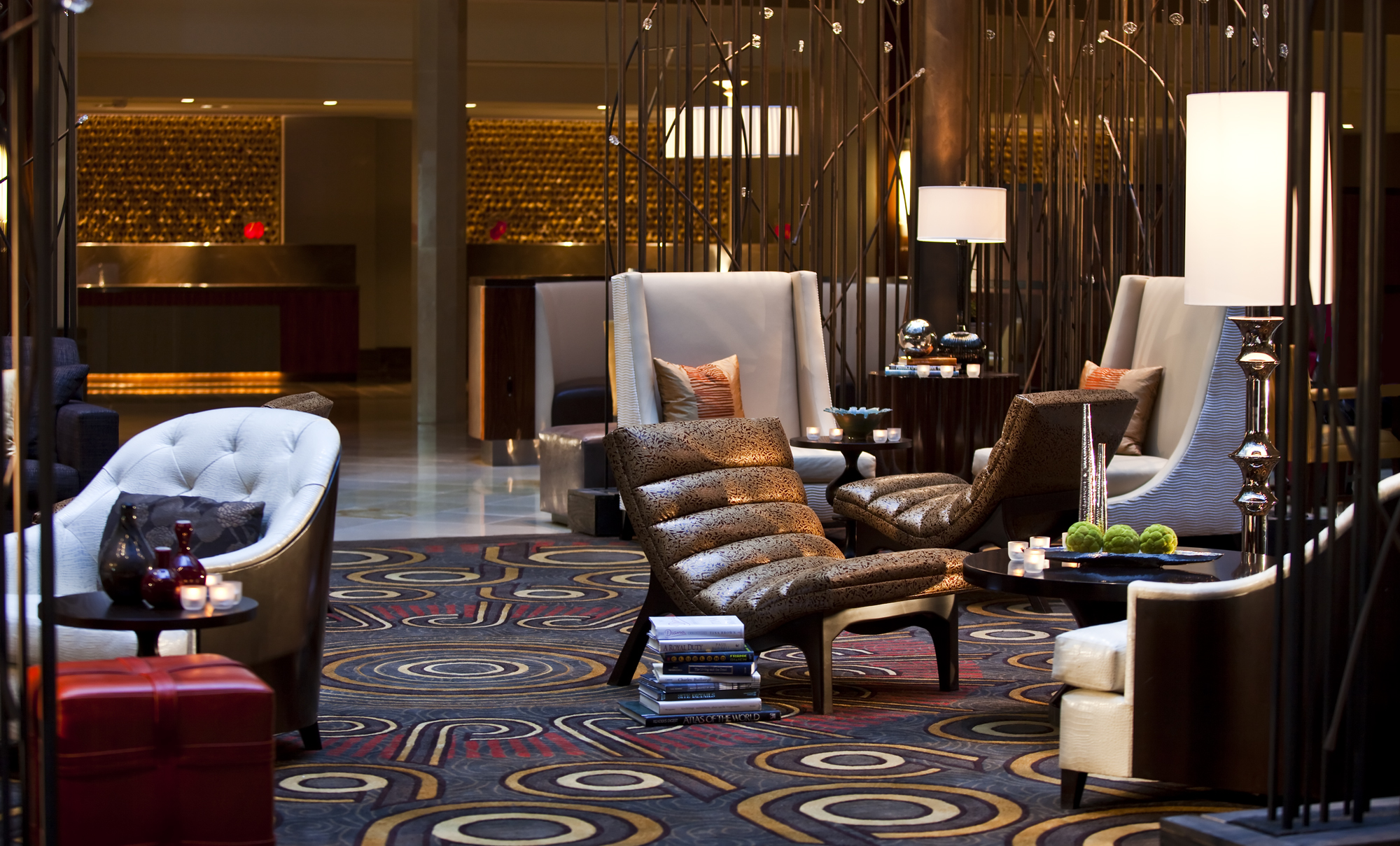 Renovated lobby seating at the Renaissance in Washington