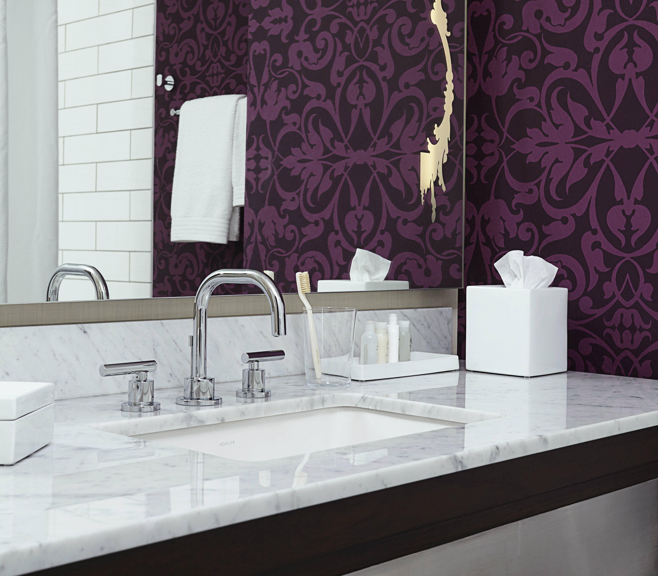 Renovated bathroom at Mayflower Hotel in Washington DC