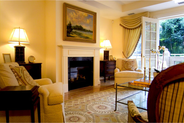 Fireplace living room at The Kennedy-Warren Apartments