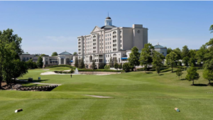 Distant view of The Ballantyne Hotel